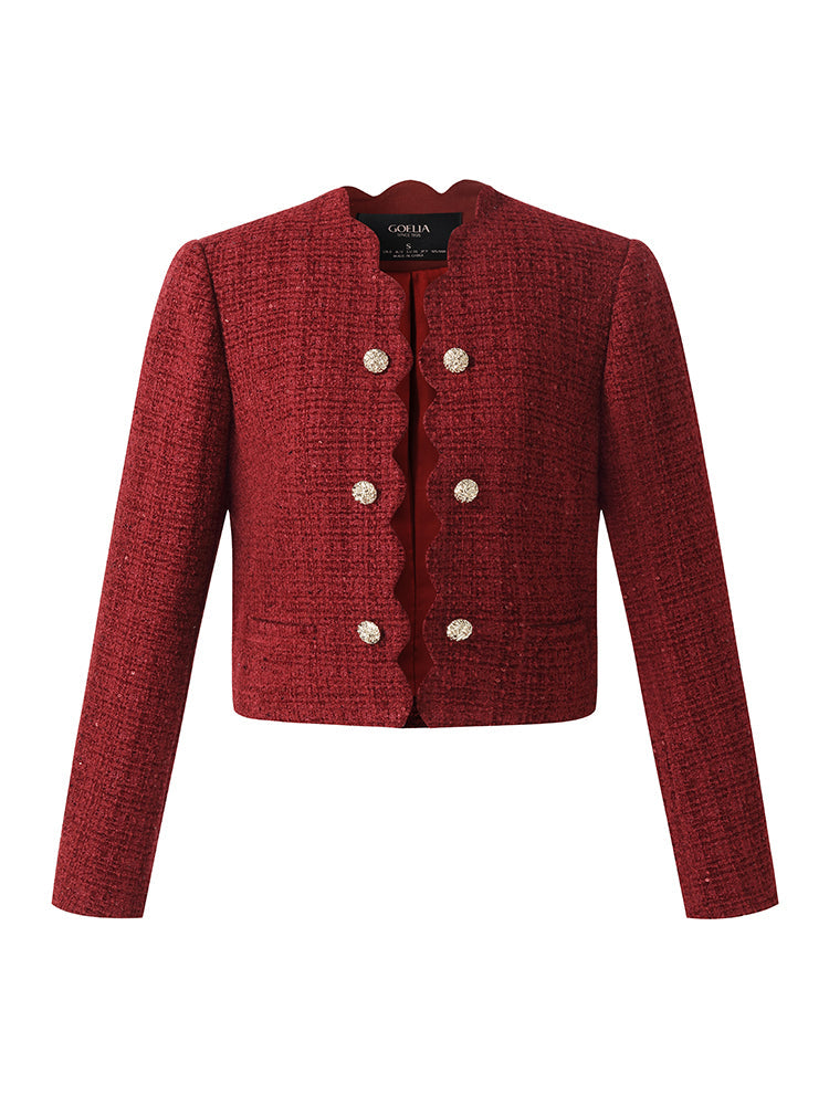 Tüvit Payetler Fisto Trim Kadın Crop Ceket
