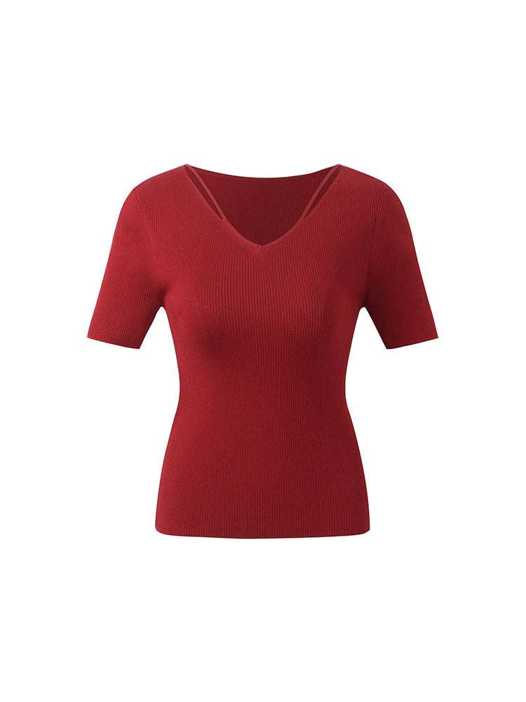 Tencel-İpek Karışımlı Dekolteli Kadın Örme Üst