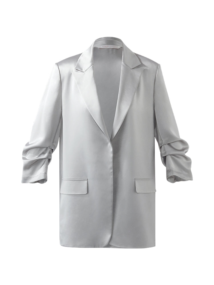 Asetat 3/4 Dantelli Kollu Kadın Blazer