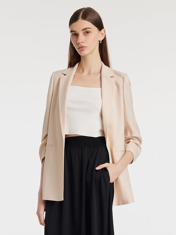 Asetat Dantelli Kollu Kadın Blazer