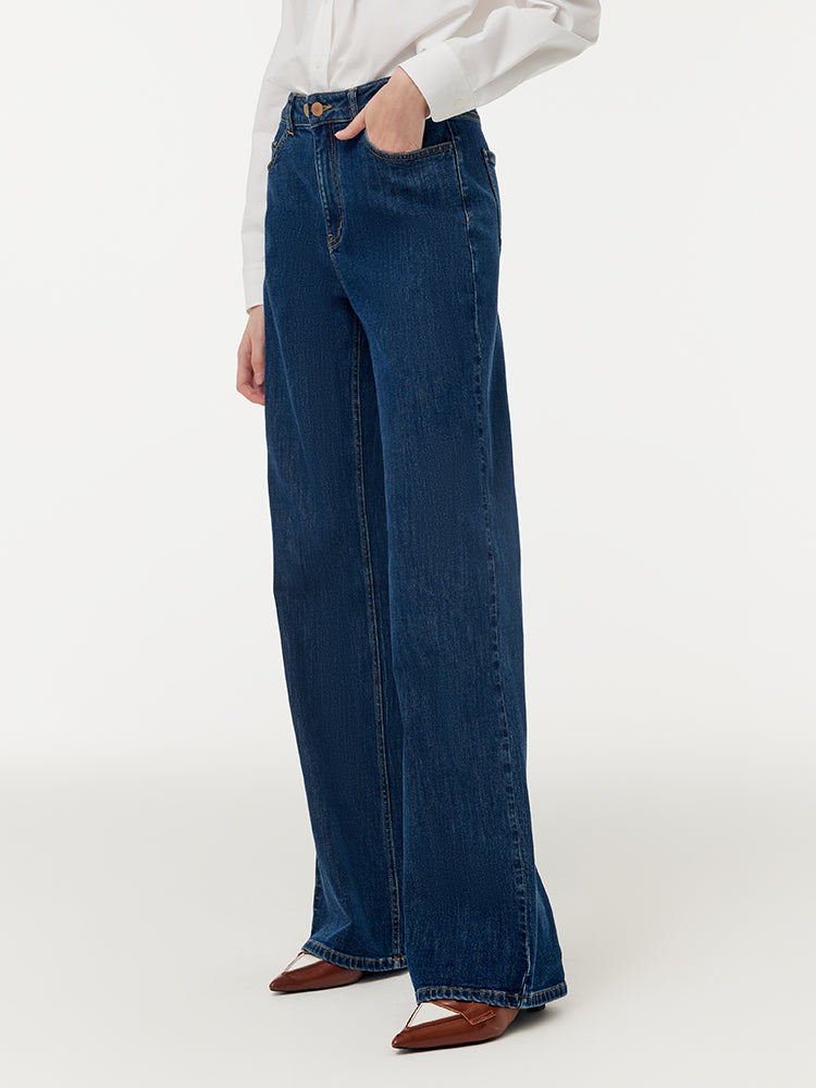 Denim Ayarlanabilir Bel Kadın Düz Kot