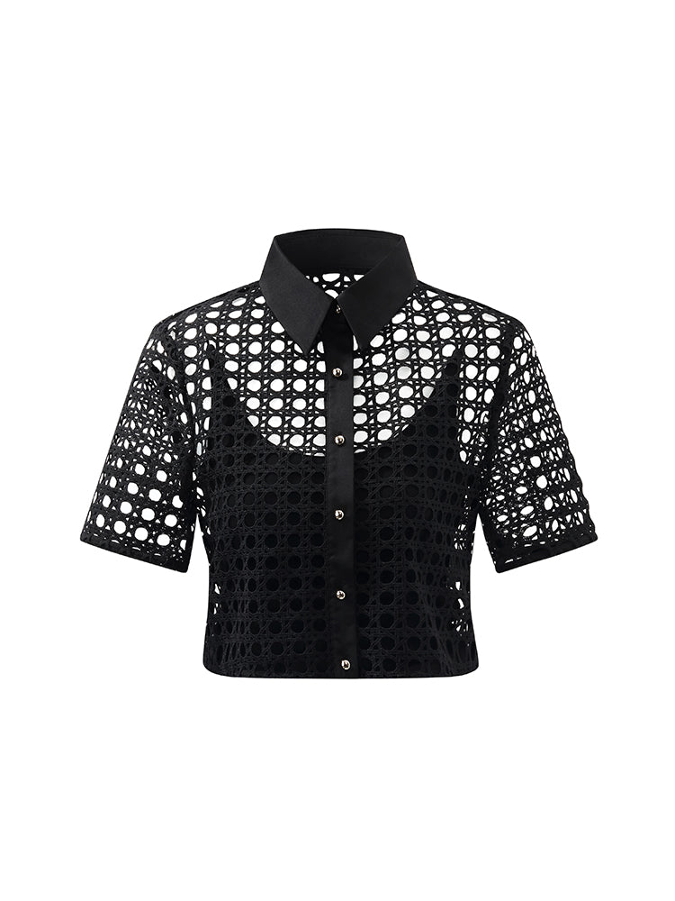 Dantelli Ajur Crop Ceket Ve Yarım Etek Ve Örme Kaşkorse Üçlü Takım