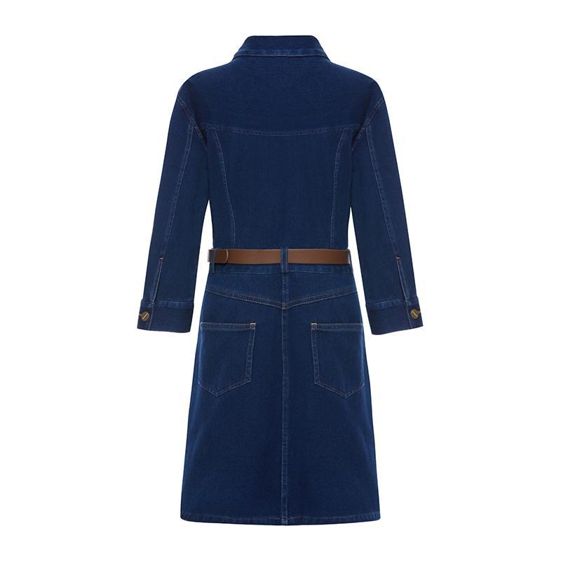 Kemerli Denim Mini Elbise