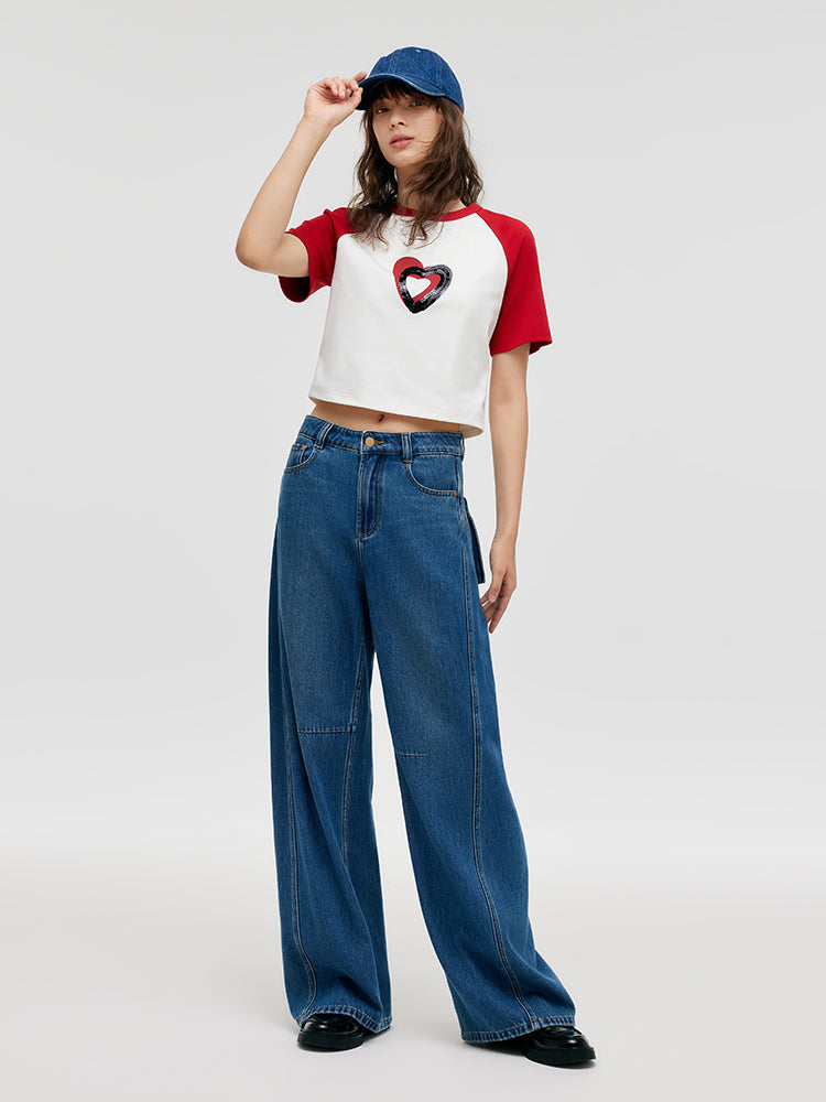 Denim Orta Bel Kadın Şalvar Jean
