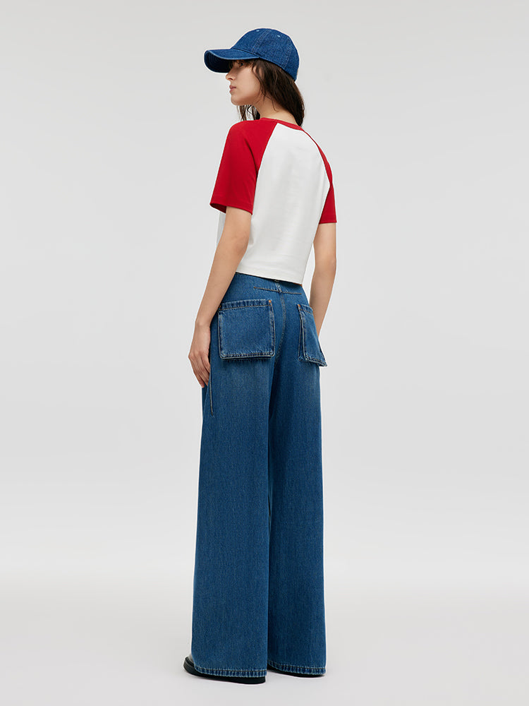 Denim Orta Bel Kadın Şalvar Jean