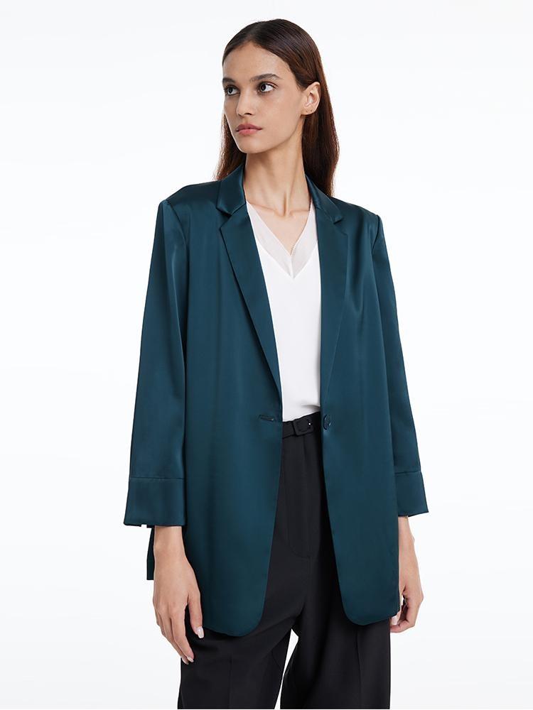 Tek Düğme Triasetat Kadın Blazer