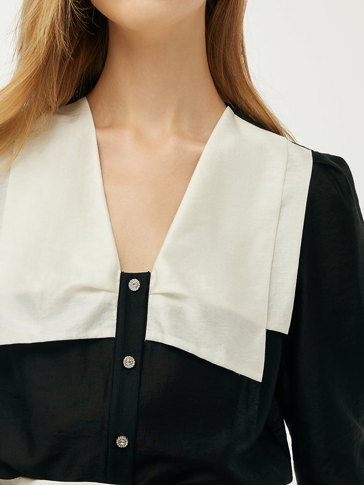 Tencel Patchwork Yaka Kadın Gömlek