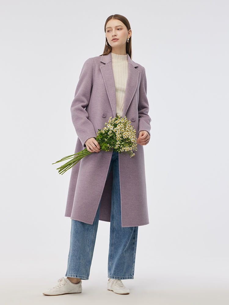 %100 Yün Çift Yüzlü Slim Fit Kadın Palto