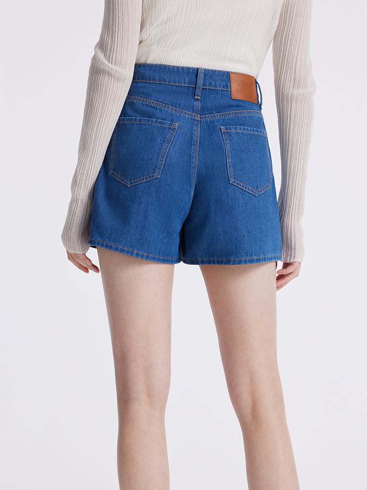Taşlı Denim A-Line Kadın Şort