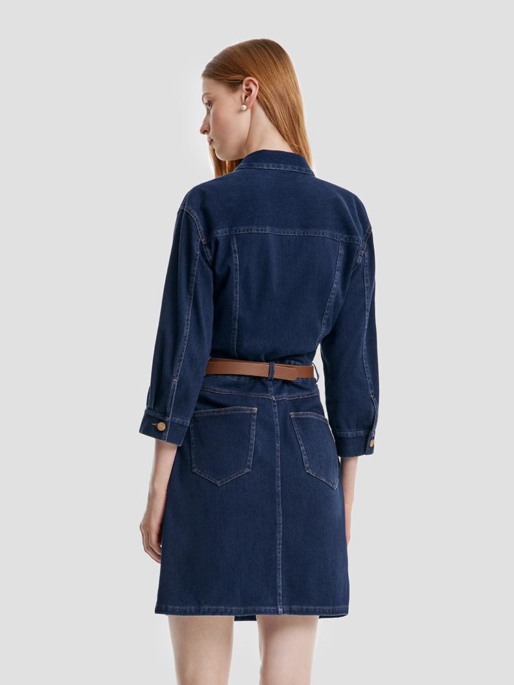 Kemerli Denim Mini Elbise