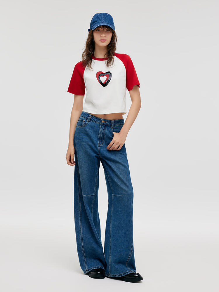 Denim Orta Bel Kadın Şalvar Jean