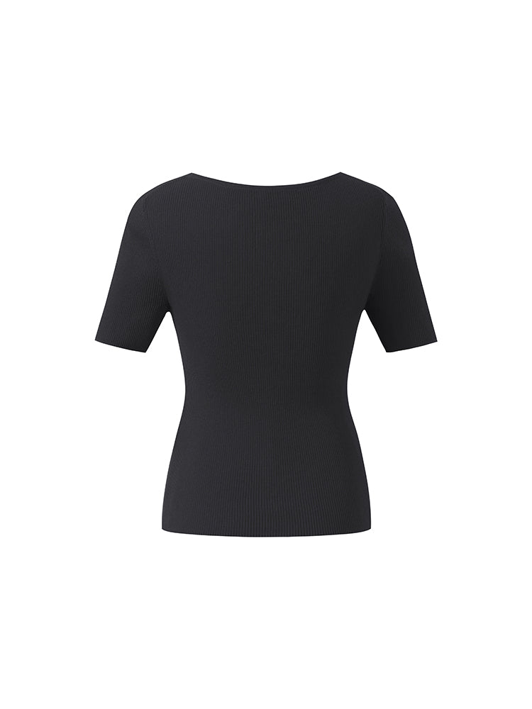 Tencel-İpek Karışımlı Dekolteli Kadın Örme Üst