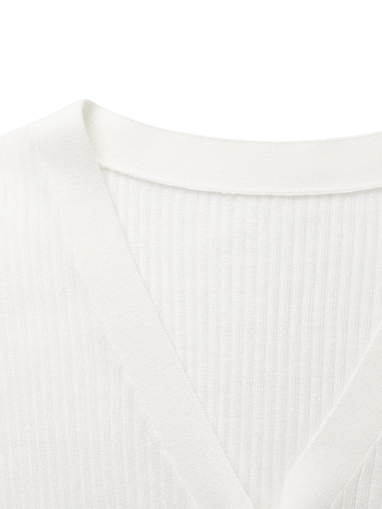 Tencel-İpek Karışımlı Örme V Yaka Kadın Hırka
