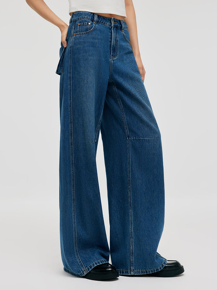 Denim Orta Bel Kadın Şalvar Jean