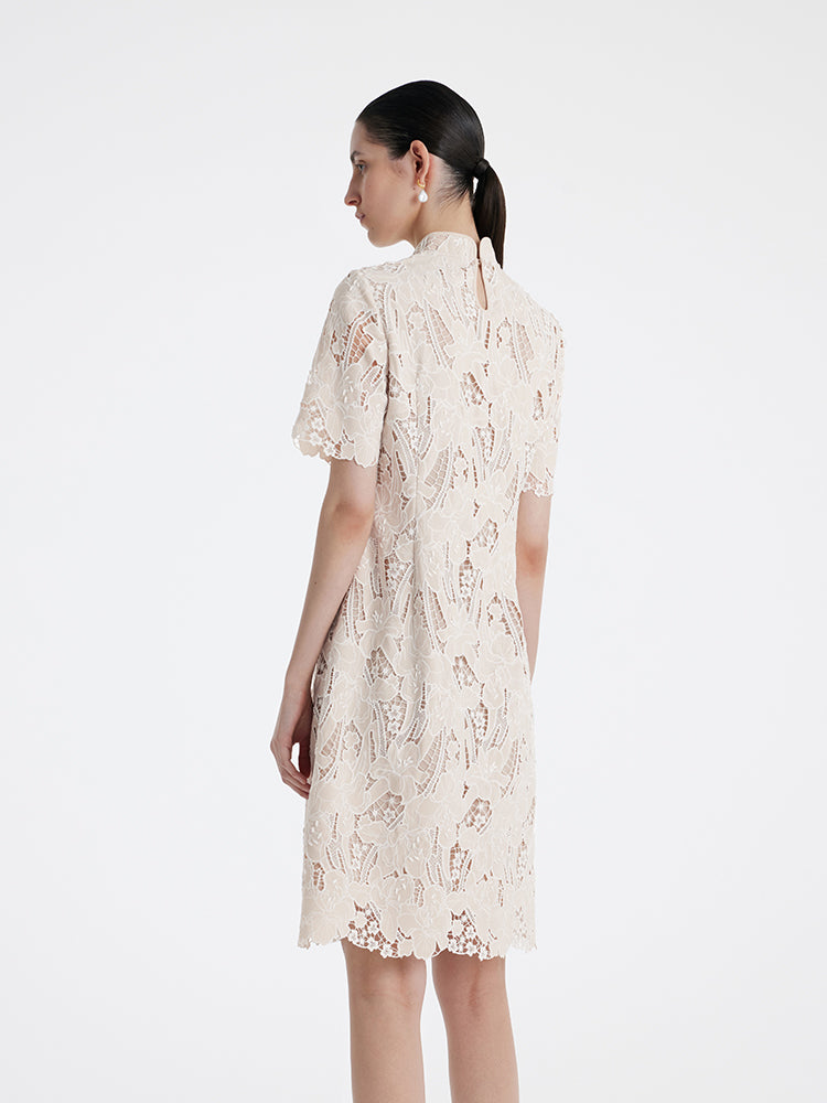 Dantel Çiçek Şekilli Ajur Cheongsam Kadın Qipao Mini Elbise Çanta