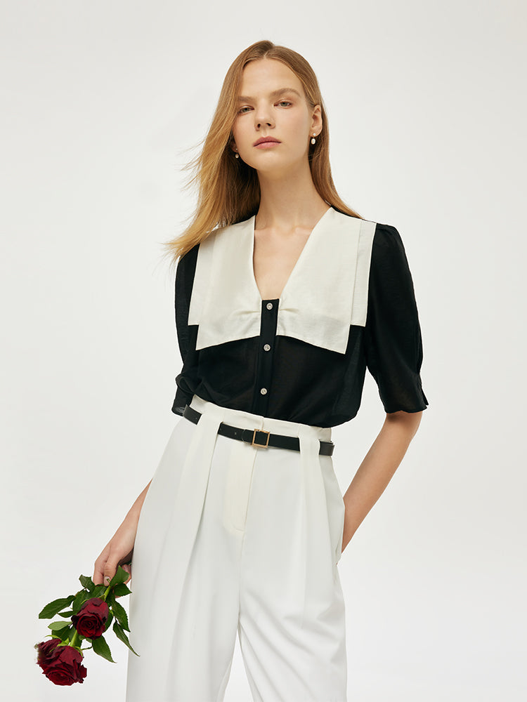 Tencel Patchwork Yaka Kadın Gömlek