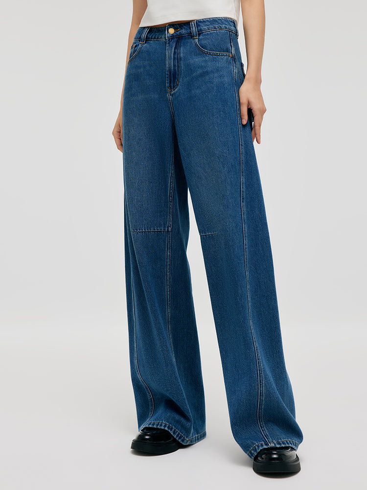 Denim Orta Bel Kadın Şalvar Jean