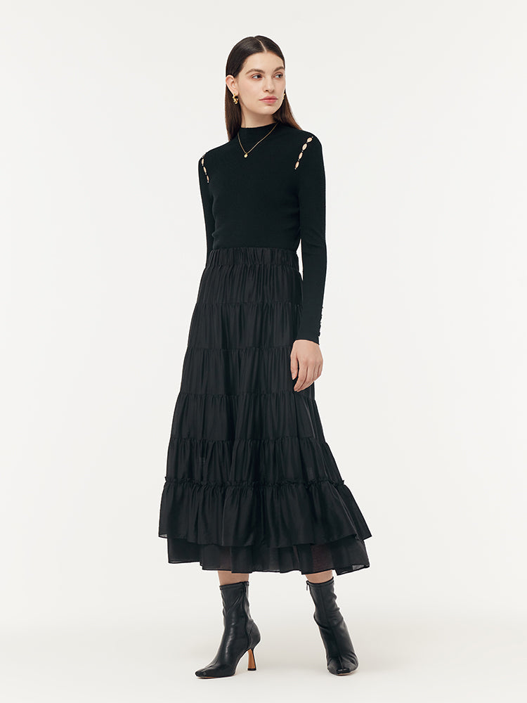 Tencel Kadın Katlı Maxi Etek