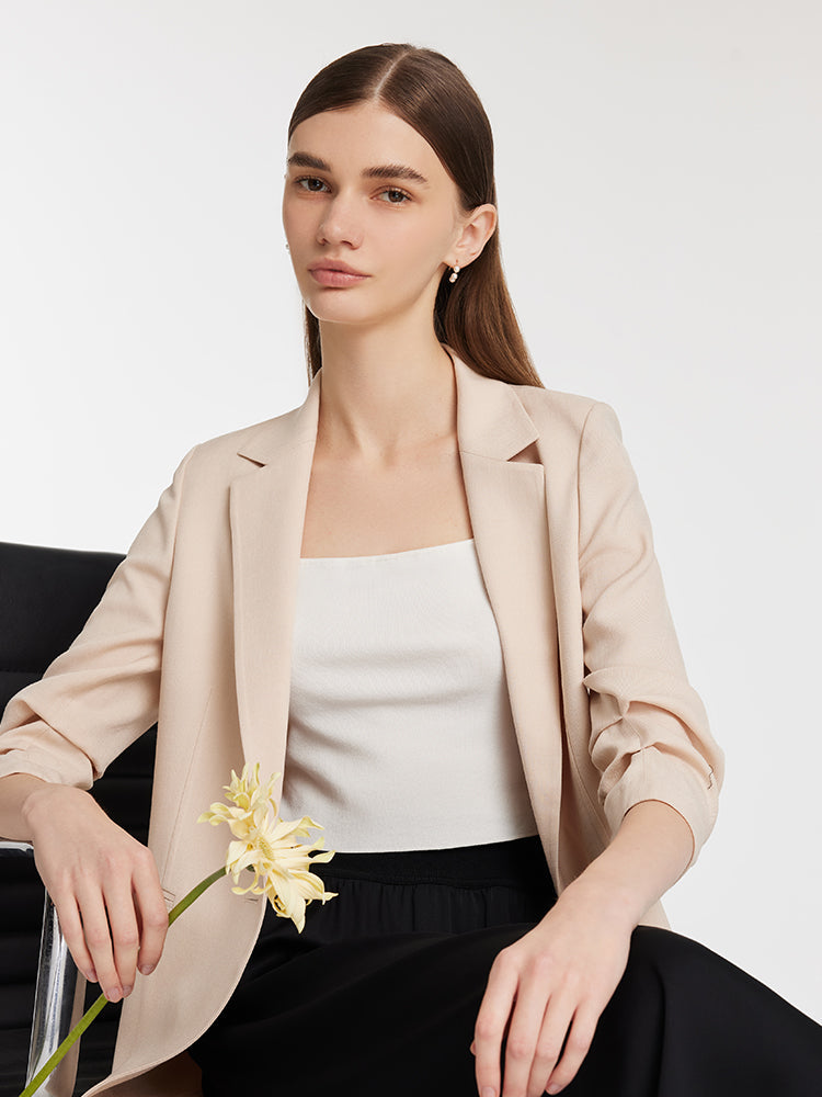 Asetat Dantelli Kollu Kadın Blazer