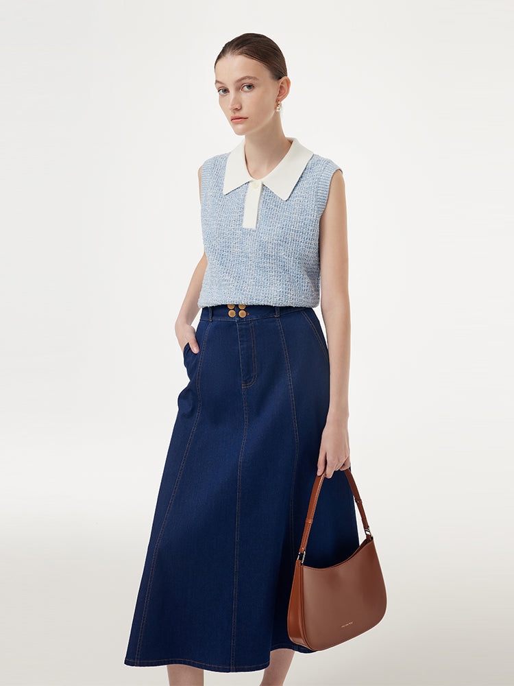 Denim A-Line Ayarlanabilir Bel Kadın Etek