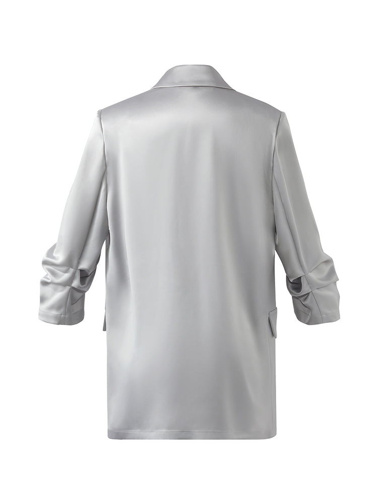Asetat 3/4 Dantelli Kollu Kadın Blazer