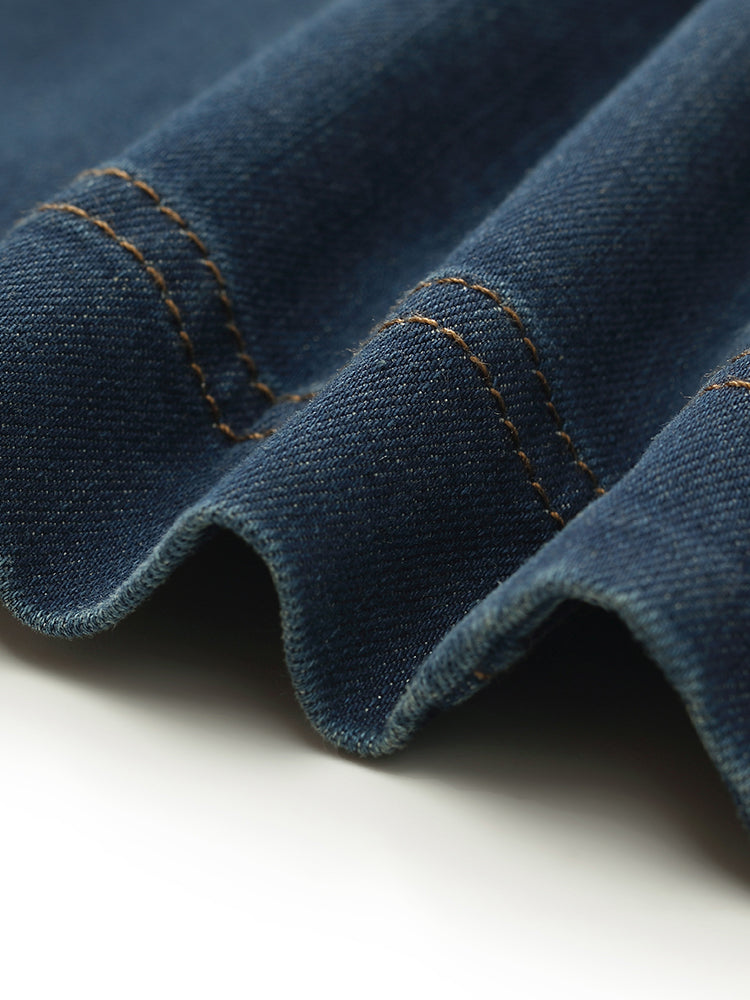 Denim Yaka Kadın Kemerli Trençkot