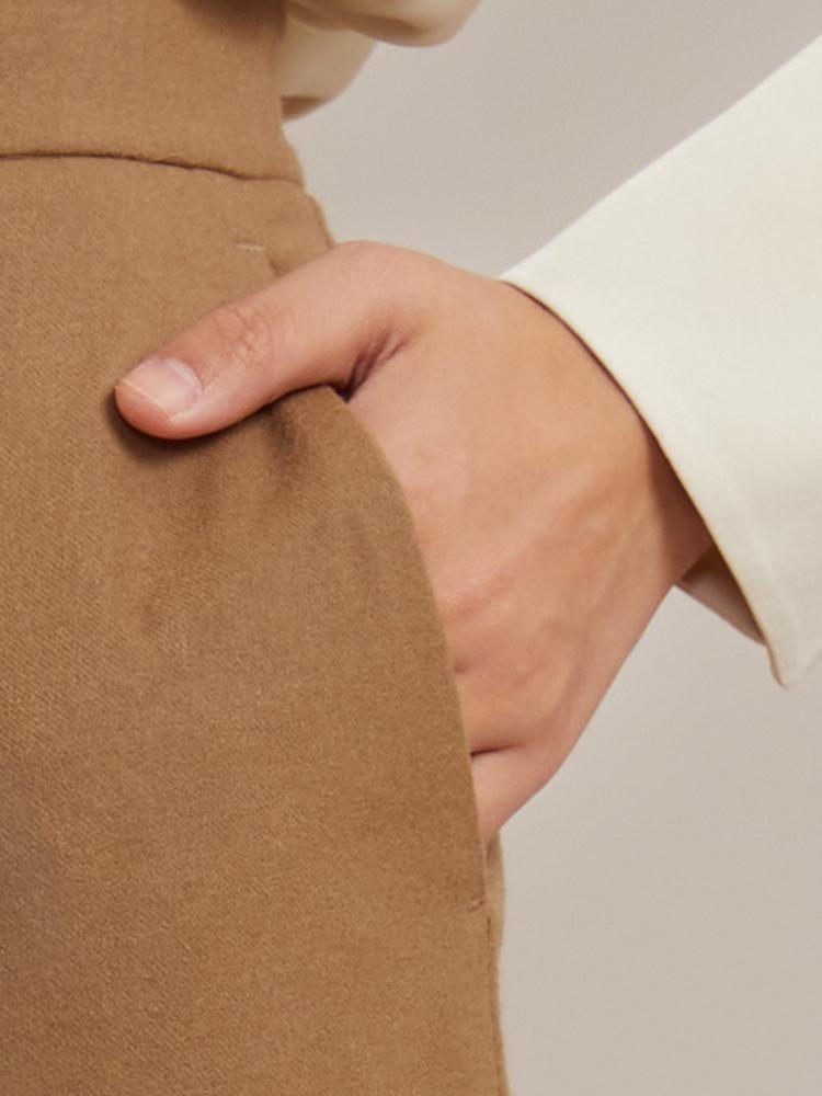 Kamgarn Yün Geniş Paça Kadın Pantolon