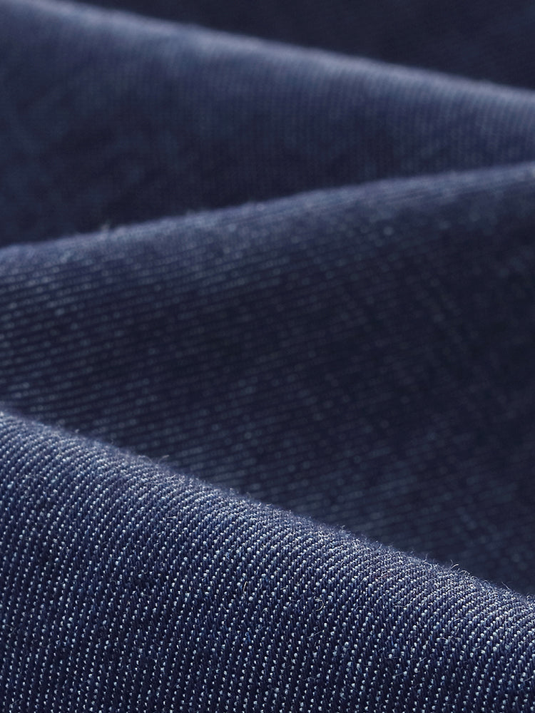 Denim Lyocell Soğuk Omuz Patchwork Kadın Midi Elbise