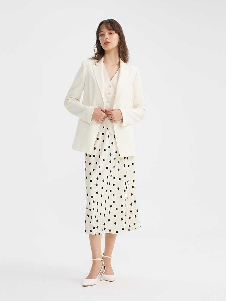 Kamgarn Yün Tek Düğme Kadın Blazer