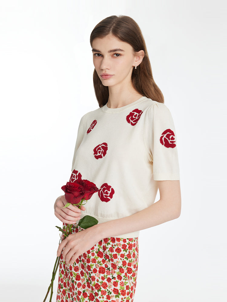 Tencel Rose Jakarlı Kadın Triko Üst