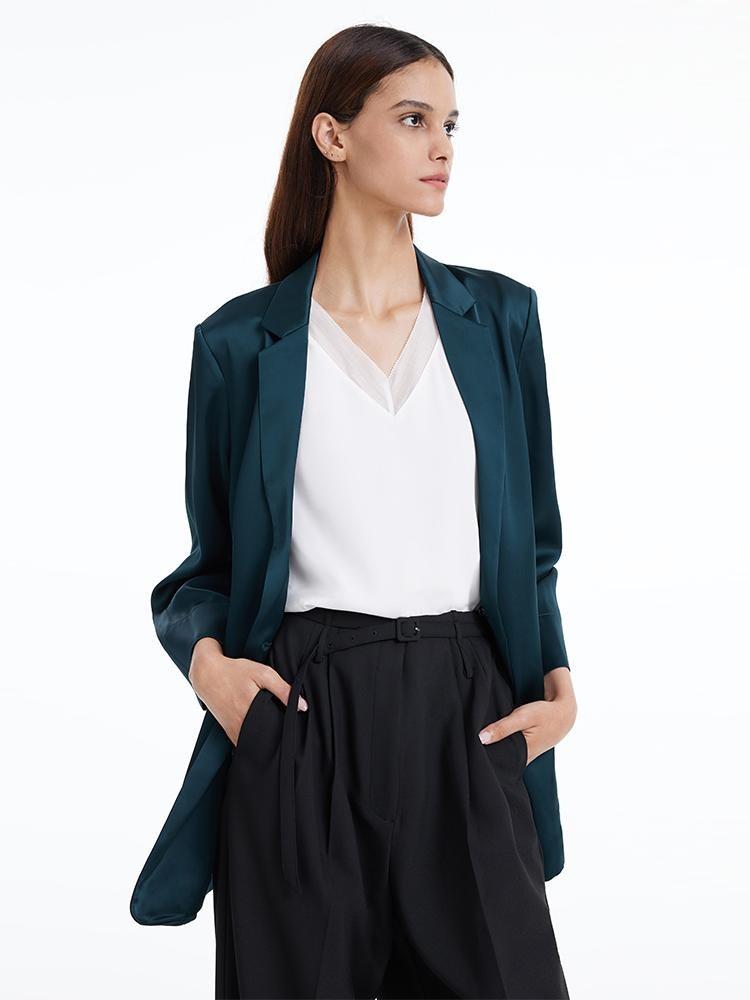 Tek Düğme Triasetat Kadın Blazer