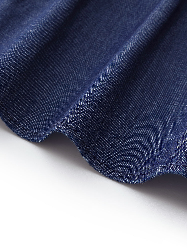 Lyocell Denim A-Line Kadın Midi Yelek Elbise
