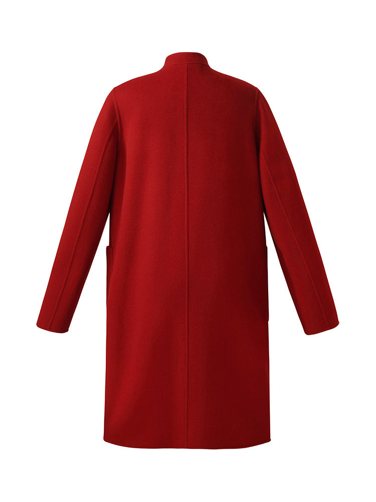 Tencel Yün Cheongsam Düğmeli Kadın Kaban