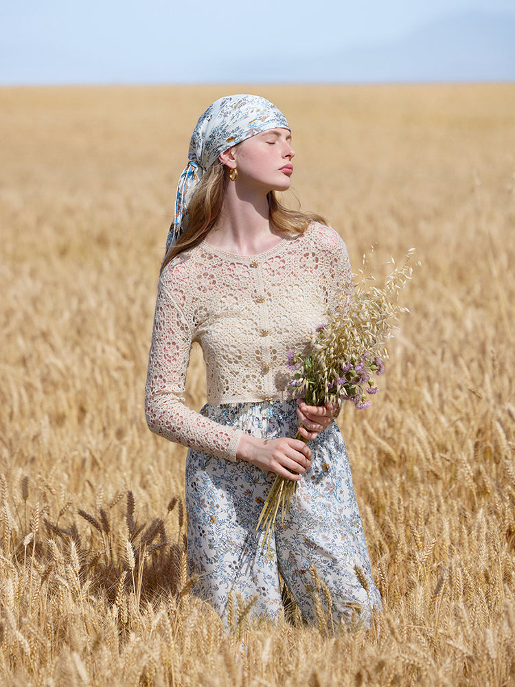 Kaşkorse Yün Ajur Kadın Crop Triko Üst