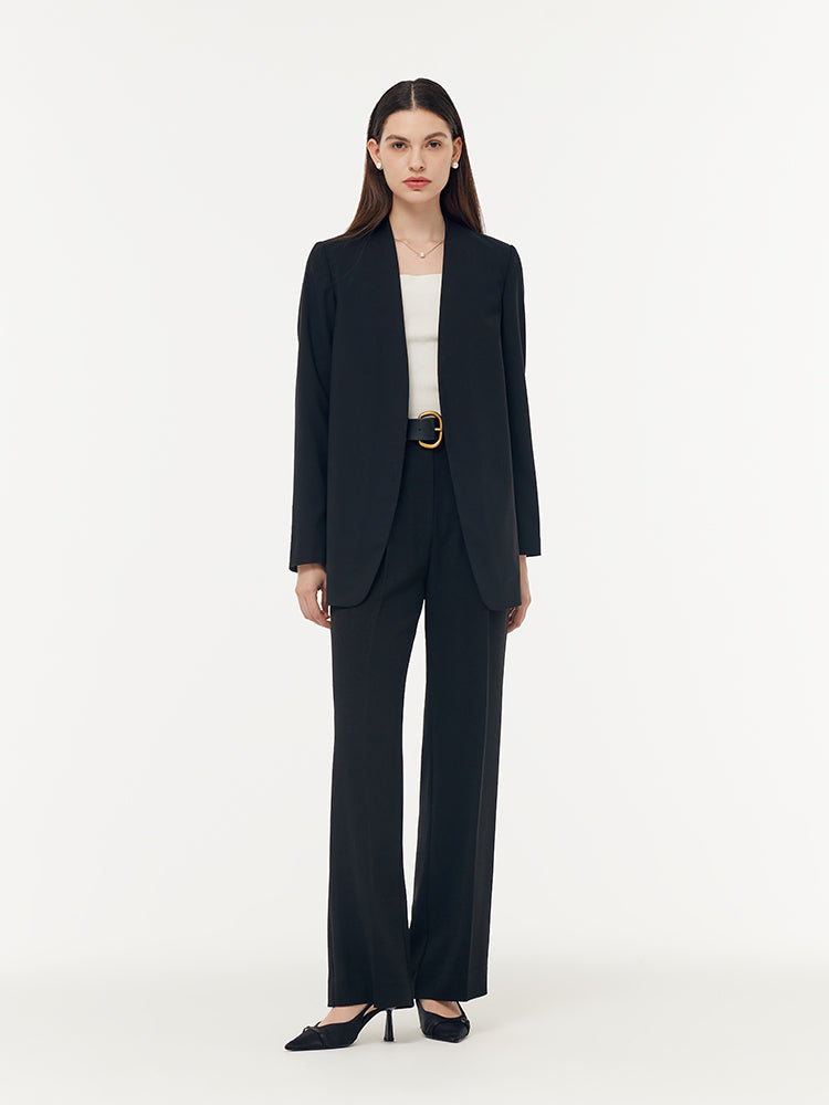 Makinede Yıkanabilir Yün Yakasız Unisex Blazer
