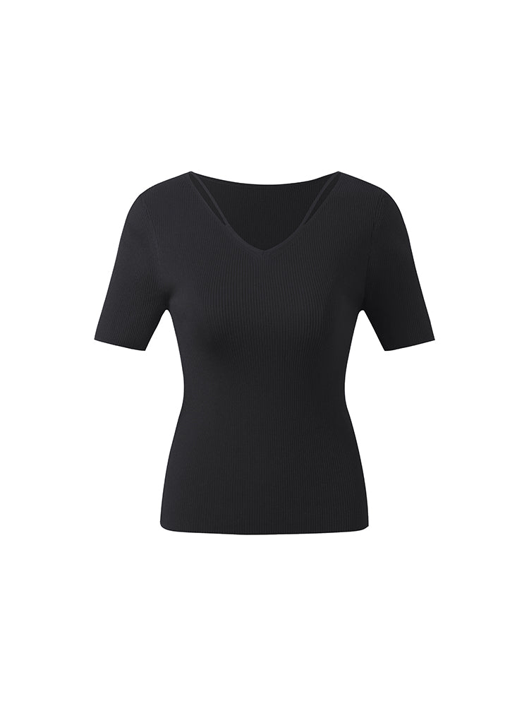 Tencel-İpek Karışımlı Dekolteli Kadın Örme Üst