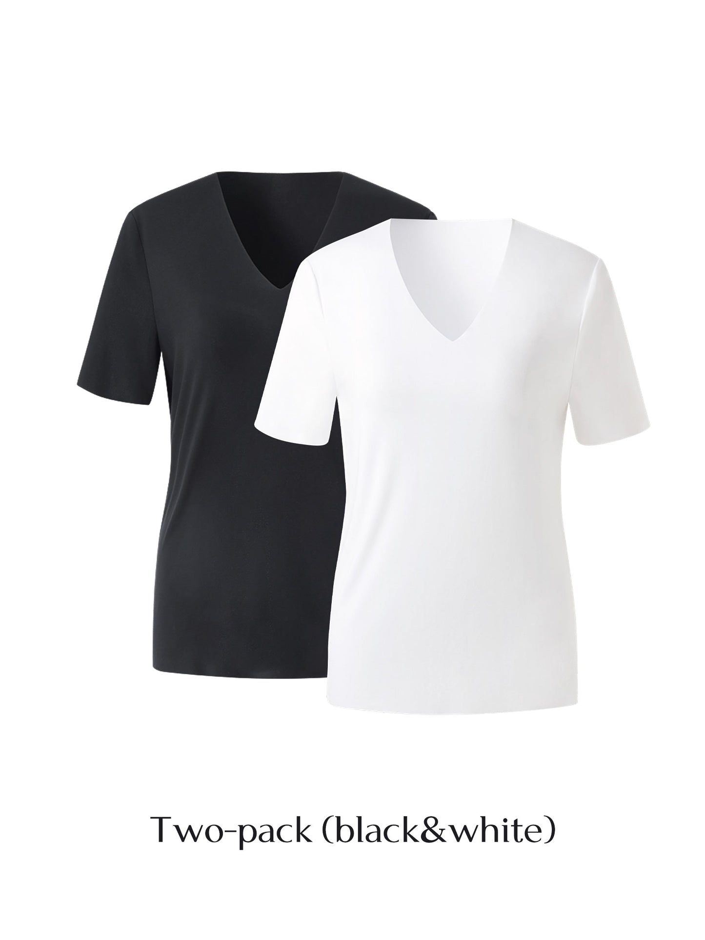 İkili Paket (Siyah Beyaz) Modal V Yaka Unisex Tişört