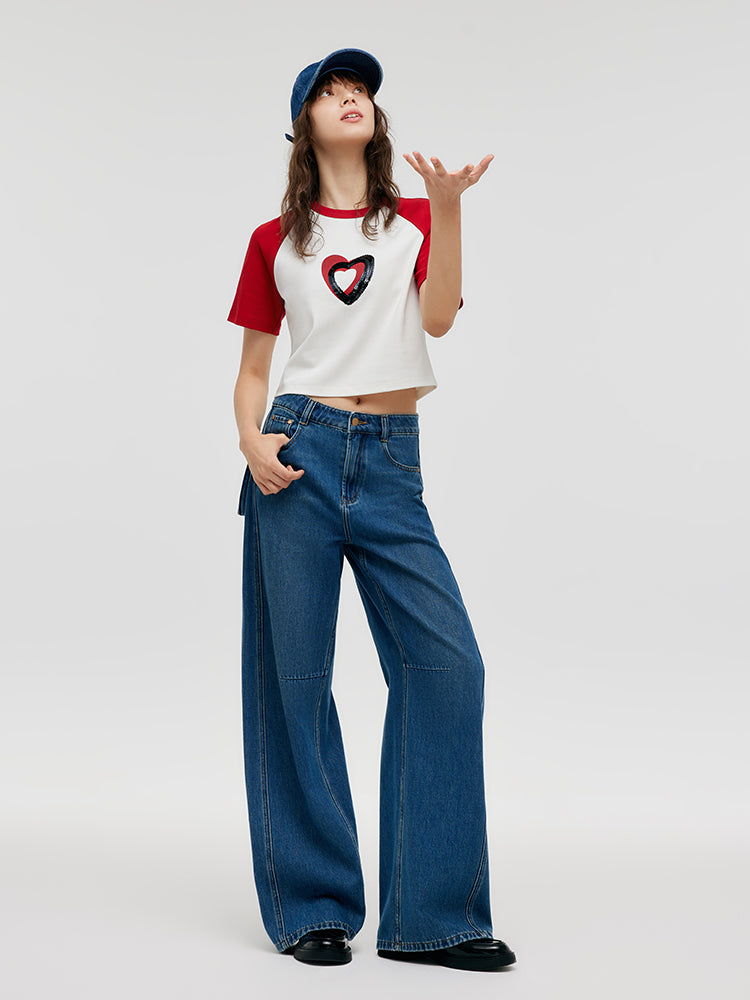 Denim Orta Bel Kadın Şalvar Jean