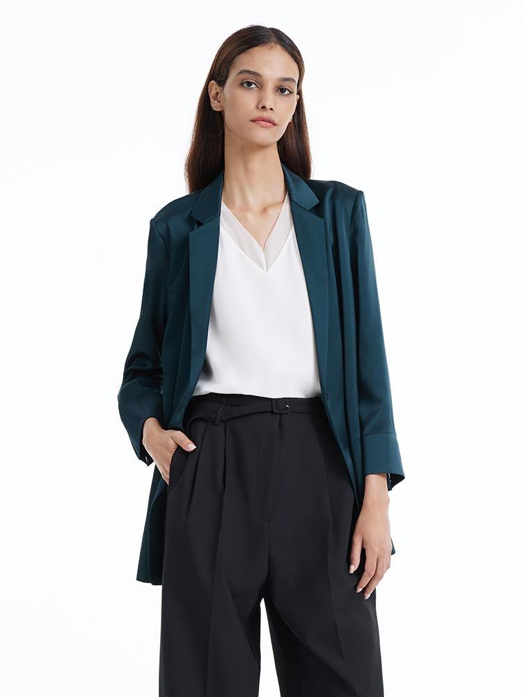 Tek Düğme Triasetat Kadın Blazer