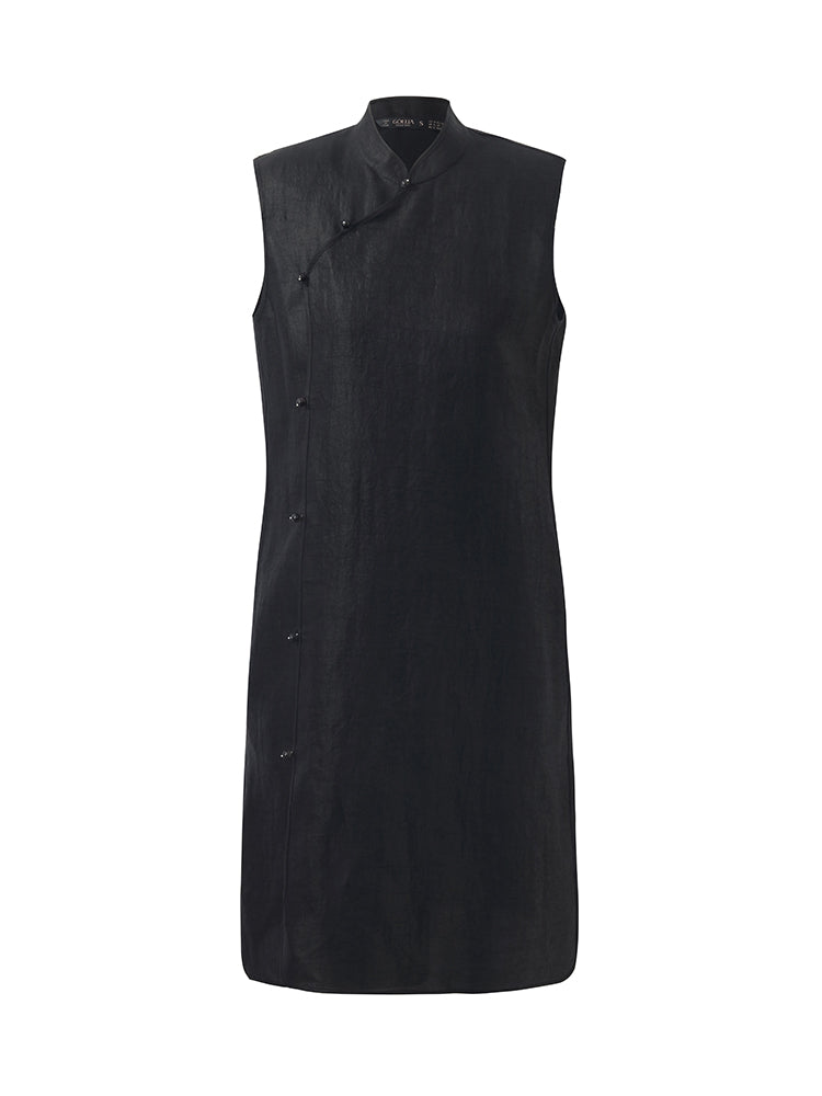 Xiang Yun İpek Asimetrik Etek Kadın Qipao Mini Elbise
