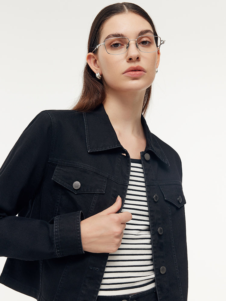 Denim Ceket Ve Kaşkorse Ve Beli Ayarlanabilir Etek Üçlü Takım