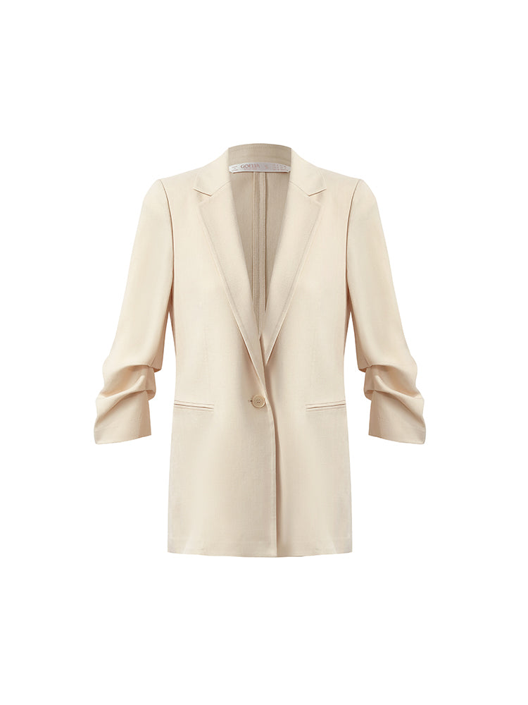 Asetat Dantelli Kollu Kadın Blazer