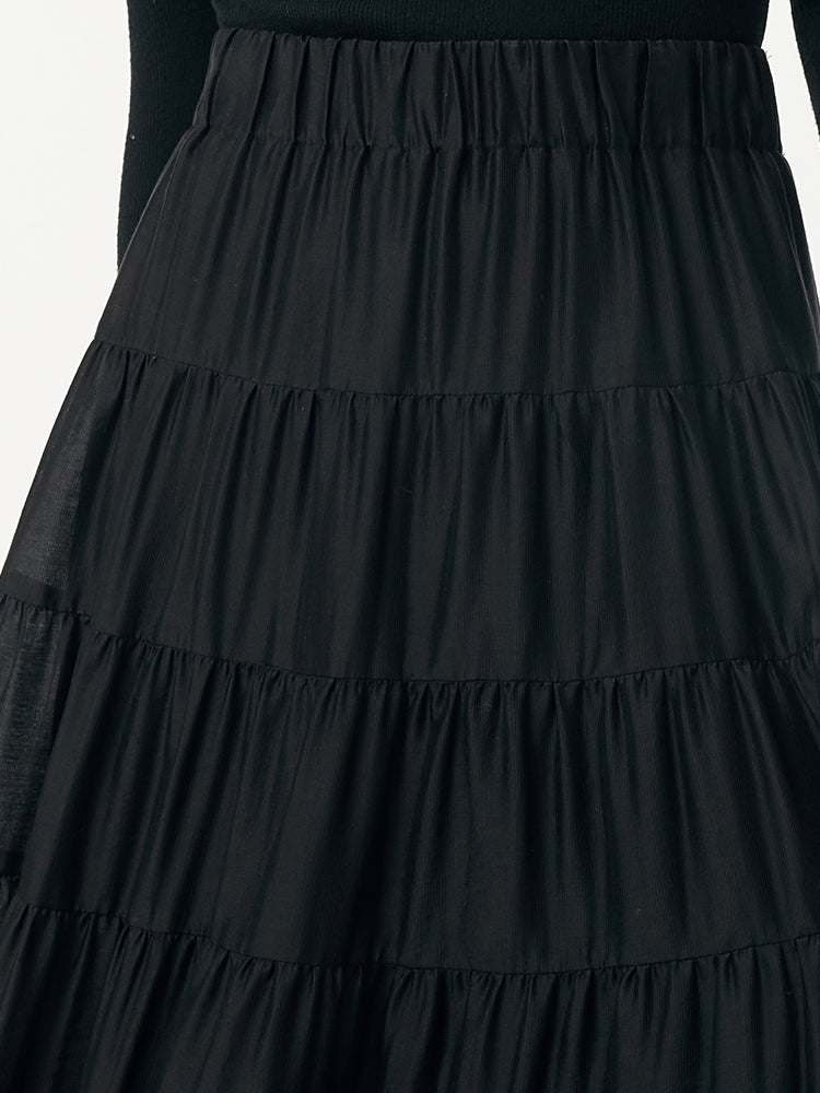 Tencel Kadın Katlı Maxi Etek
