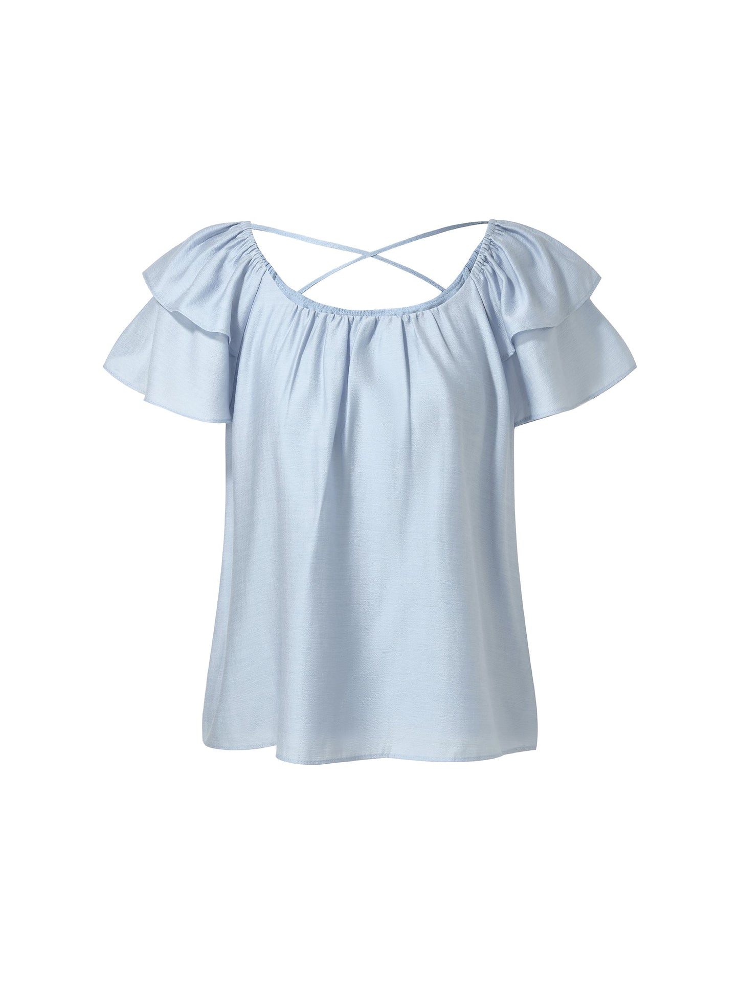 Asetat Fırfır Kollu Kadın T-Shirt