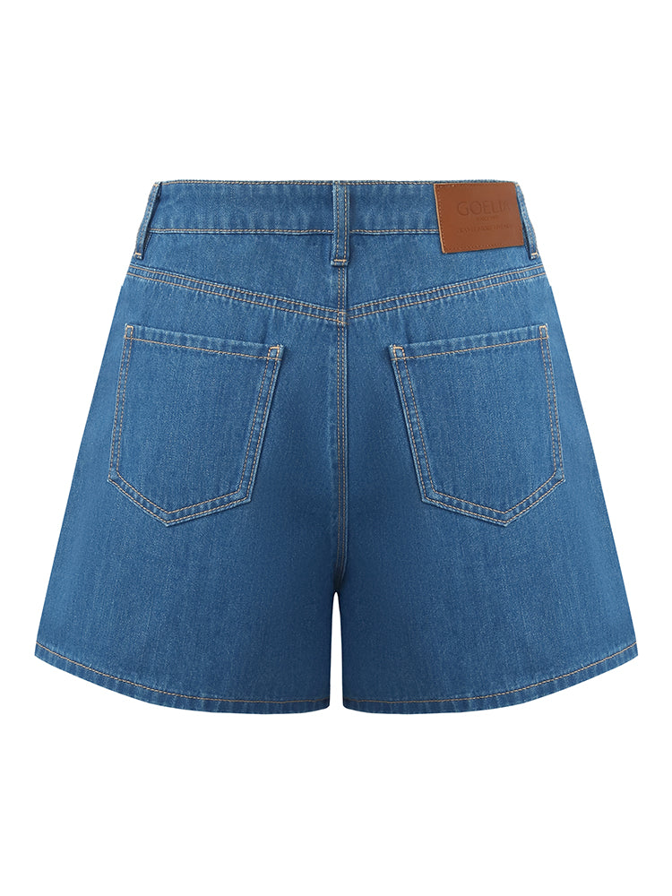 Taşlı Denim A-Line Kadın Şort