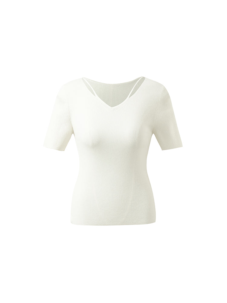 Tencel-İpek Karışımlı Dekolteli Kadın Örme Üst