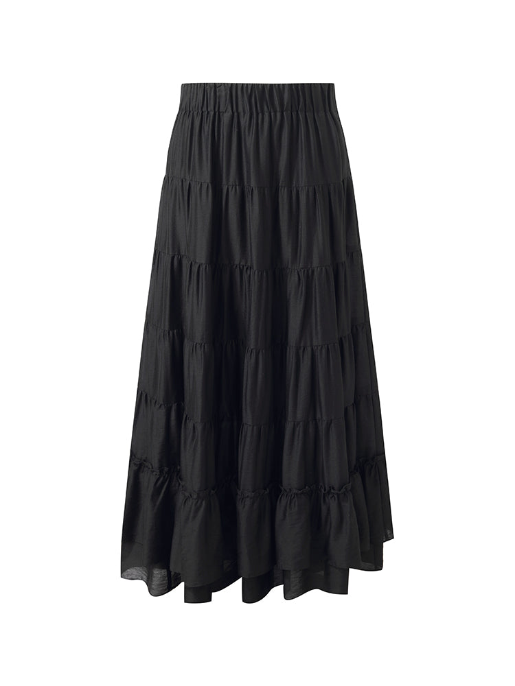 Tencel Kadın Katlı Maxi Etek