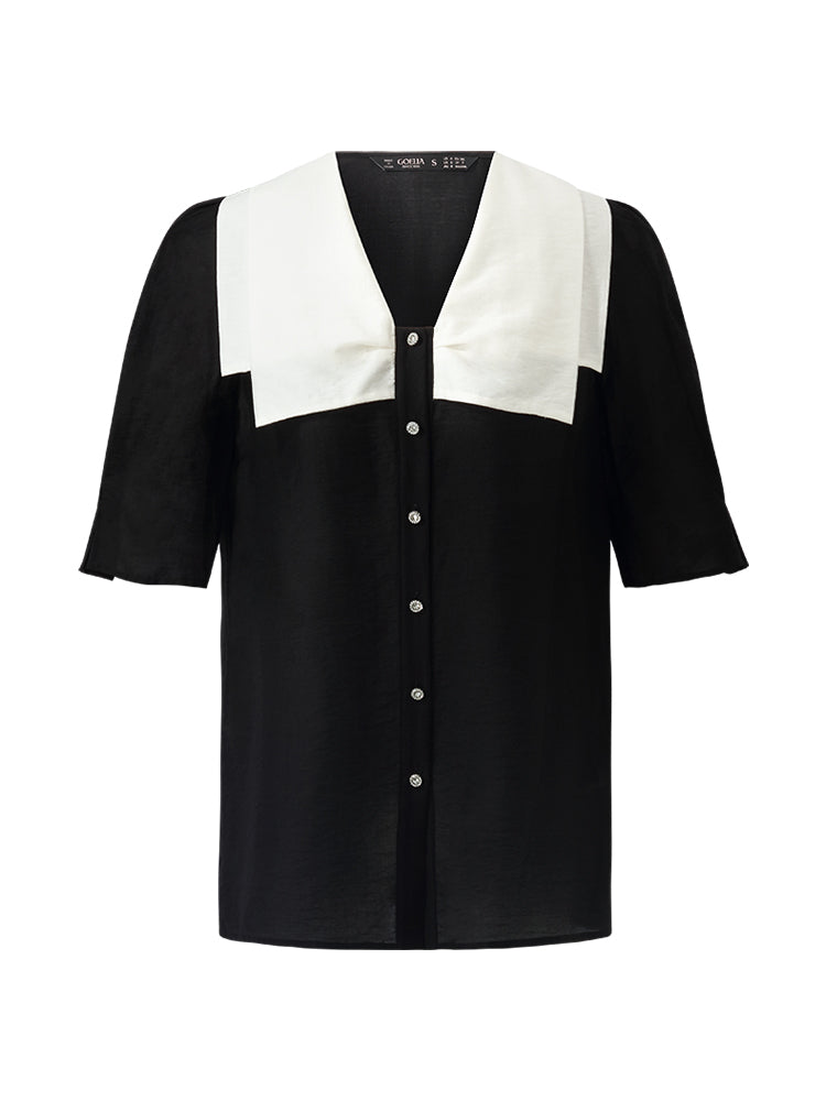 Tencel Patchwork Yaka Kadın Gömlek