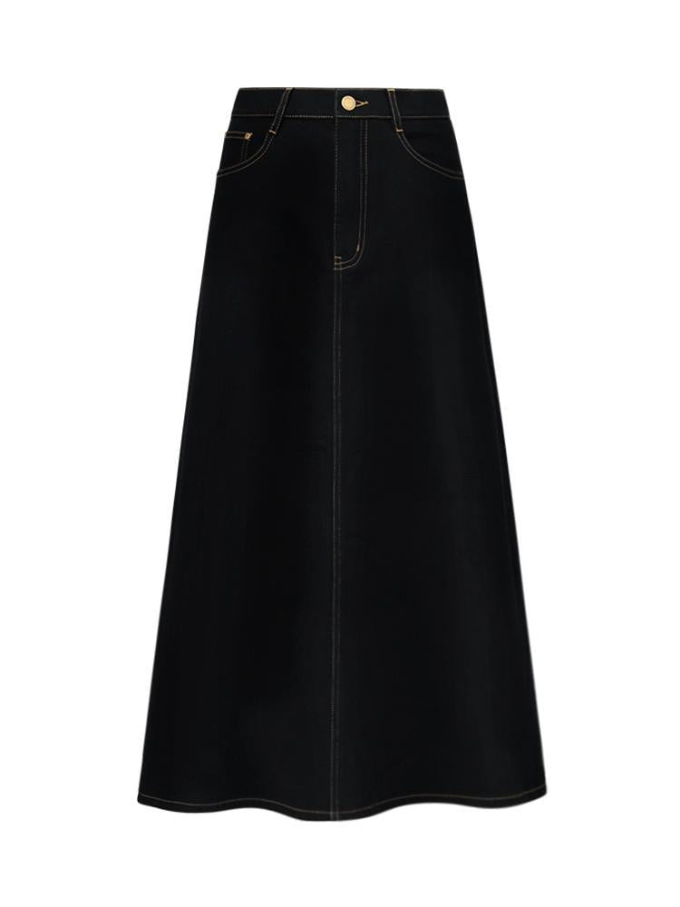 Siyah Denim A-Line Kadın Etek