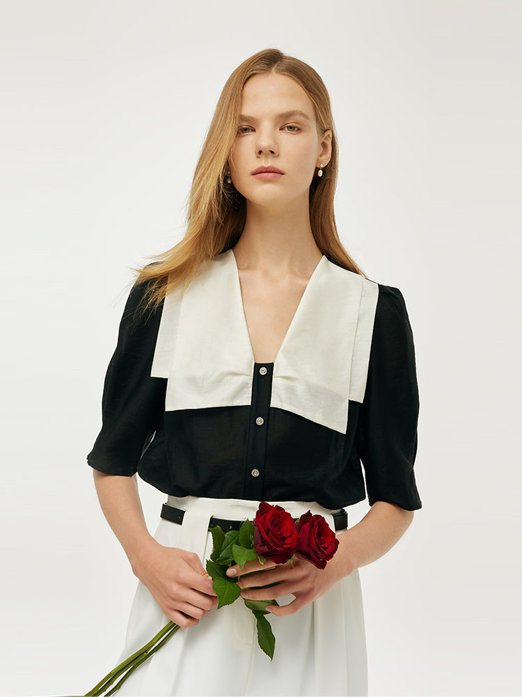 Tencel Patchwork Yaka Kadın Gömlek